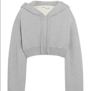 Off-White Cropped Hooded Sweatshirt